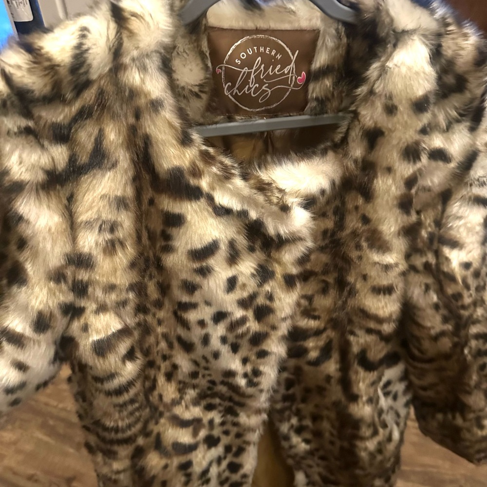 NWT Southern Fried Chics Leopard Teddy Jacket